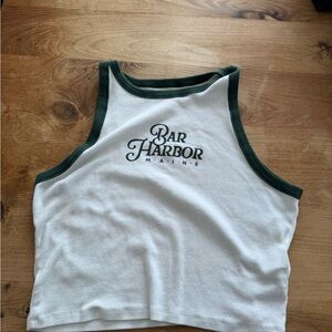 Hollister White and Green Tank Top